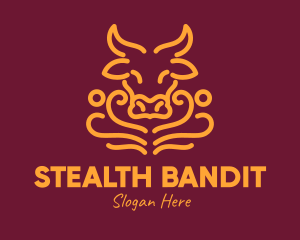 Golden Ox Head logo design