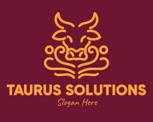 Taurus - Golden Ox Head logo design