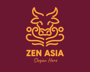 Asia - Golden Ox Head logo design