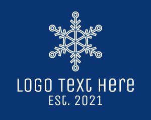 Winter Season - White Snowflake Outline logo design