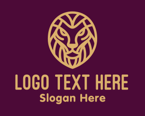 Lion - Golden Minimalist Lion logo design