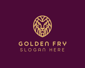 Golden Minimalist Lion logo design