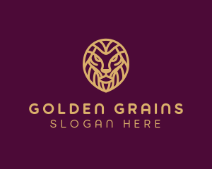 Golden Minimalist Lion logo design