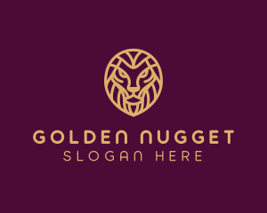 Golden Minimalist Lion logo design