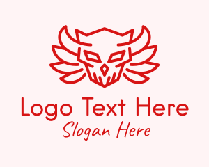 Red Skull - Skull Wings Skeleton logo design