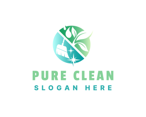 Natural Plant Cleaning Broom logo design