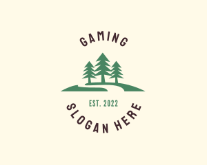 Camper - Pine Forest Camping logo design