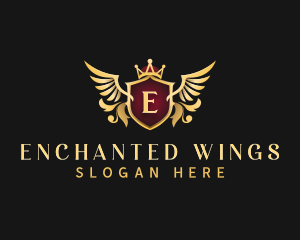 Crest Crown Wings logo design