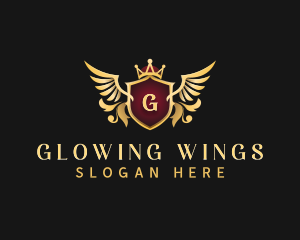 Crest Crown Wings logo design