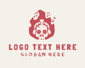 Tattoo - Fire Headphones Skull logo design