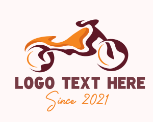 Blue Bicycle - Orange Abstract Motorbike logo design