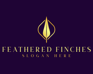 Elegant Feather Quill  logo design