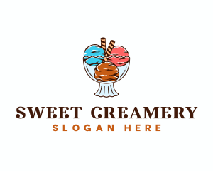 Gelato Ice Cream Dessert logo design