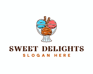 Gelato Ice Cream Dessert logo design