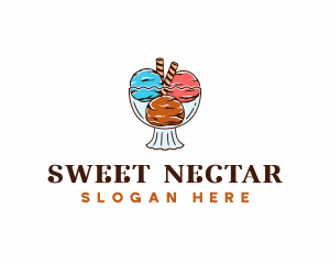 Gelato Ice Cream Dessert logo design