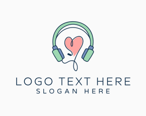 Streaming Platform - Audio Headphone Heart logo design