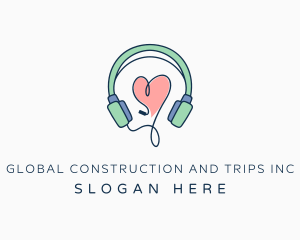 Musical - Audio Headphone Heart logo design