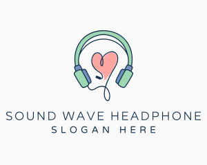 Headphone - Audio Headphone Heart logo design