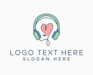Music Store - Audio Headphone Heart logo design