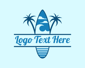 Getaway - Island Surf Palm Tree logo design
