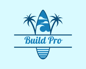 Tourist Spot - Island Surf Palm Tree logo design