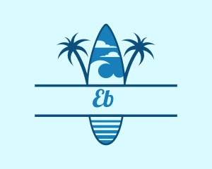 Sea - Island Surf Palm Tree logo design