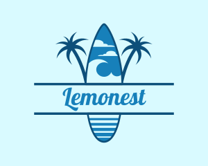 Surf - Island Surf Palm Tree logo design