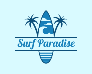 Surf - Island Surf Palm Tree logo design