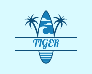 Wave - Island Surf Palm Tree logo design
