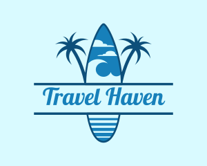 Island Surf Palm Tree logo design