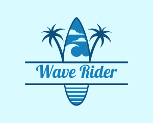 Surfing - Island Surf Palm Tree logo design