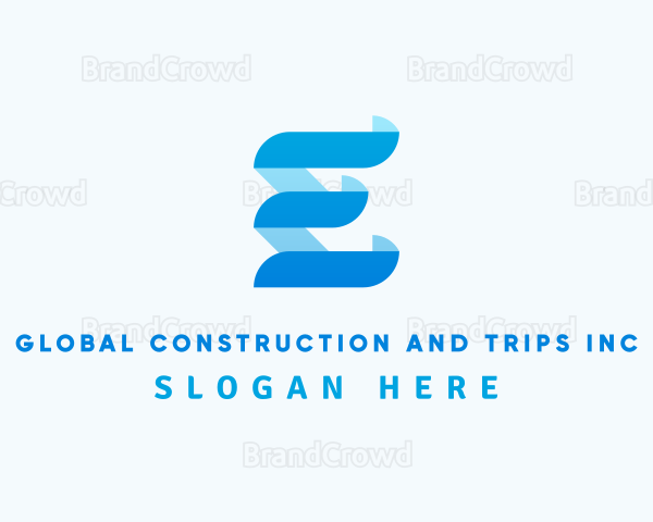 Elegant Ribbon 3D Letter E Logo