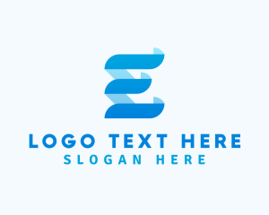 Software - Elegant Ribbon 3D Letter E logo design