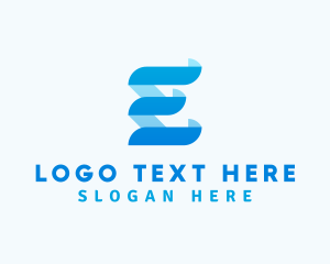 Internet - Elegant Ribbon 3D Letter E logo design