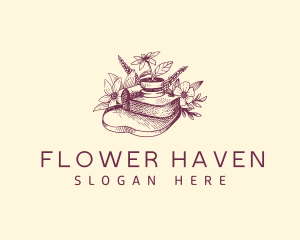 Handdrawn Camera Flower logo design