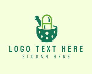 Mixing Bowl - Green Pharmacy Letter A logo design