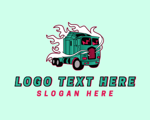Moving Company - Flame Trailer Truck logo design