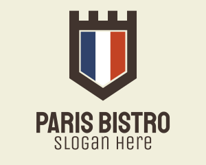 French Restaurant - French Flag Crest logo design