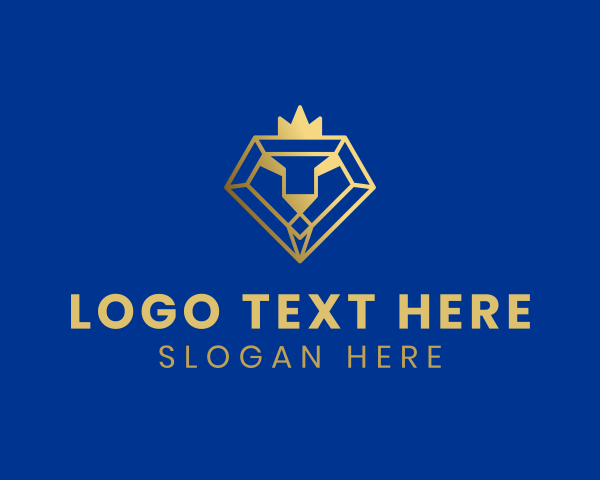 Geometric - Crown Diamond Lion logo design