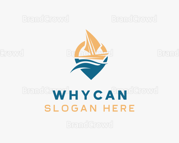 Travel Boat Location Pin Logo
