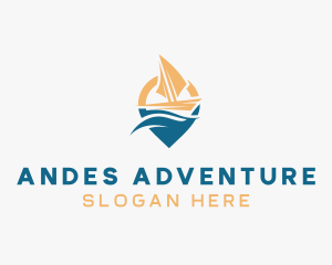 Travel Boat Location Pin logo design