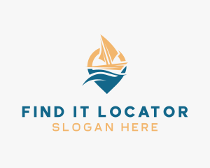 Travel Boat Location Pin logo design