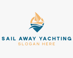 Travel Boat Location Pin logo design