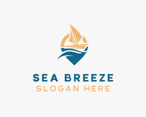 Travel Boat Location Pin logo design