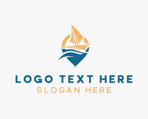 Sea - Travel Boat Location Pin logo design