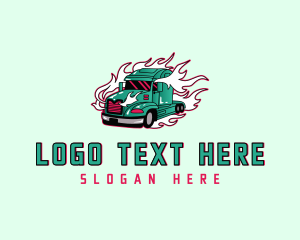 Highway - Flaming Freight Truck logo design