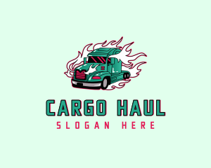 Flaming Freight Truck logo design