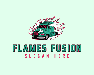 Flaming Freight Truck logo design