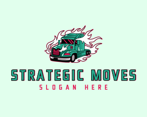 Flaming Freight Truck logo design