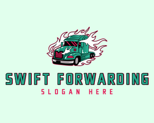 Flaming Freight Truck logo design